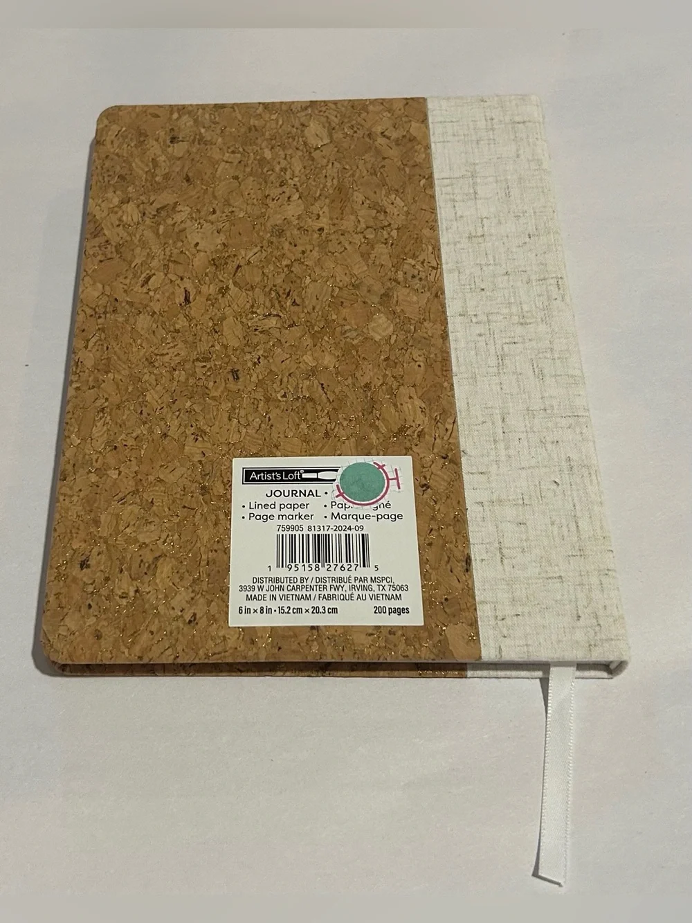 New Hardcover Journal Cork Cardboard Covers 200 Lined Pages Vietnam Page Marker